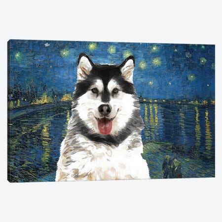 Alaskan Malamute Starry Night Over The Rhone Canvas Print #NDG909} by Nobility Dogs Art Print