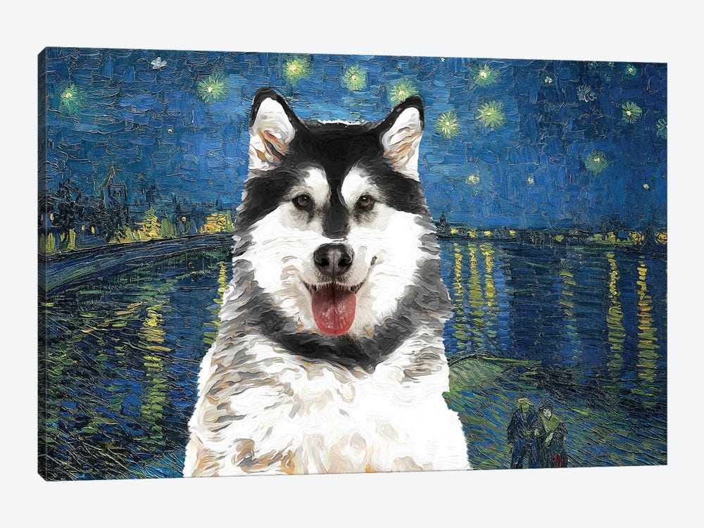Alaskan Malamute Starry Night Over The Rhone by Nobility Dogs 1-piece Canvas Art Print