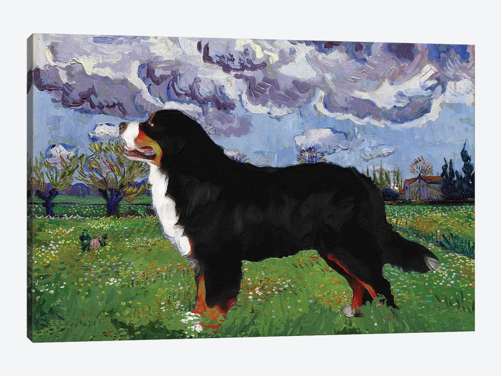Bernese Mountain Dog Meadow With Flowers by Nobility Dogs 1-piece Canvas Art Print