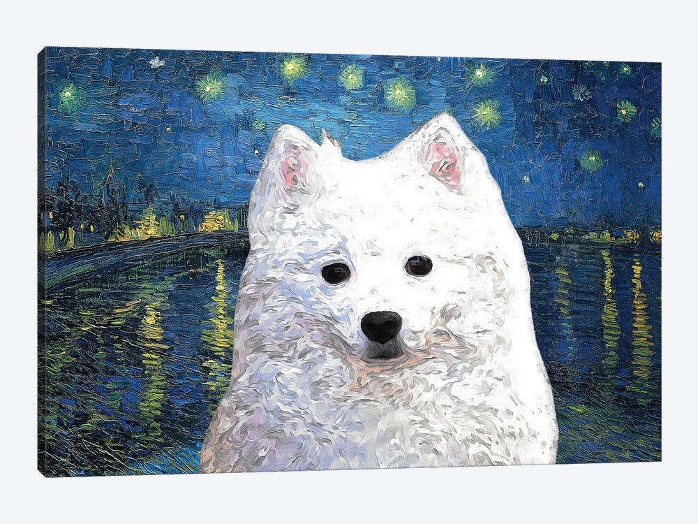 American Eskimo Dog Starry Night Over The Rhone by Nobility Dogs 1-piece Canvas Art Print