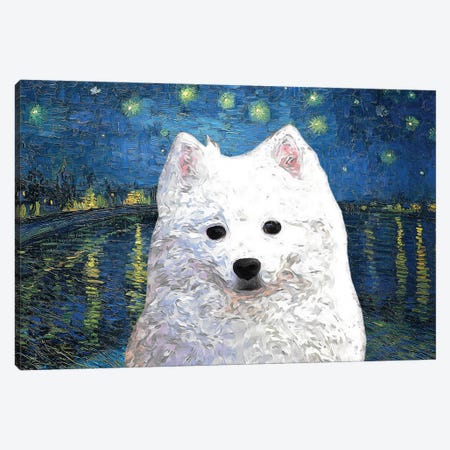 American Eskimo Dog Starry Night Over The Rhone Canvas Print #NDG912} by Nobility Dogs Canvas Wall Art