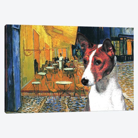 Basenji Café Terrace At Night Canvas Print #NDG914} by Nobility Dogs Canvas Print