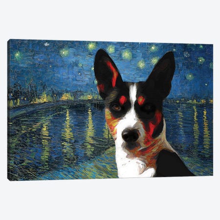 Basenji Starry Night Over The Rhone Canvas Print #NDG915} by Nobility Dogs Art Print