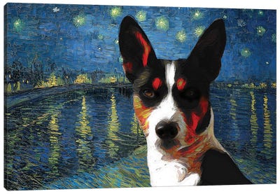 Basenji Starry Night Over The Rhone Canvas Art Print