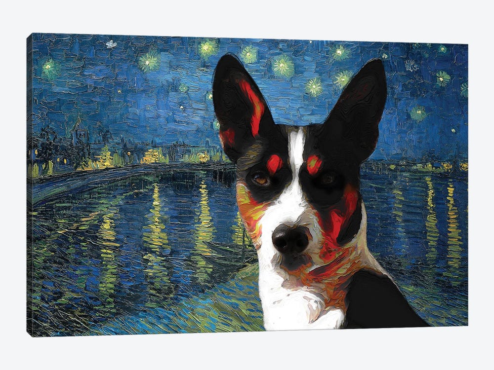 Basenji Starry Night Over The Rhone by Nobility Dogs 1-piece Canvas Art