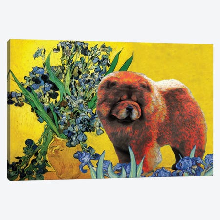 Chow Chow Irises In A Vase Canvas Print #NDG919} by Nobility Dogs Canvas Artwork