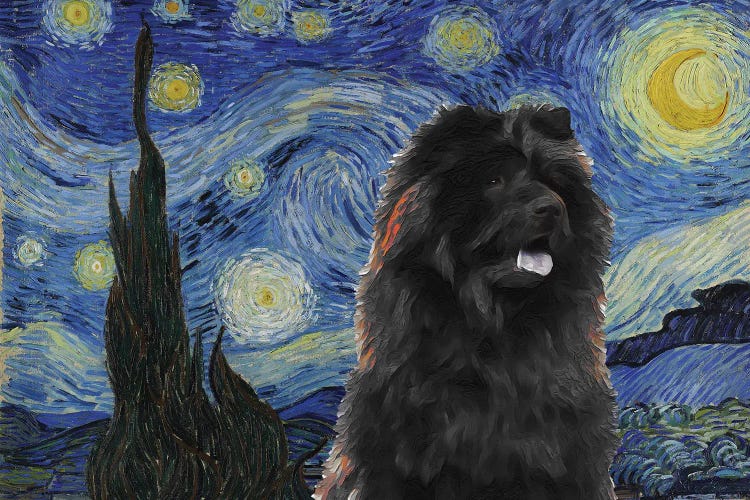 Black Chow Chow Starry Night