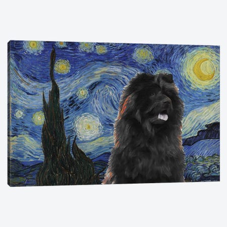 Black Chow Chow Starry Night Canvas Print #NDG921} by Nobility Dogs Art Print