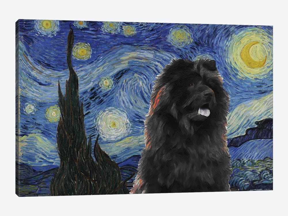 Black Chow Chow Starry Night by Nobility Dogs 1-piece Canvas Art Print