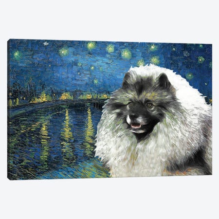Keeshond Starry Night Over The Rhone Canvas Print #NDG924} by Nobility Dogs Canvas Wall Art