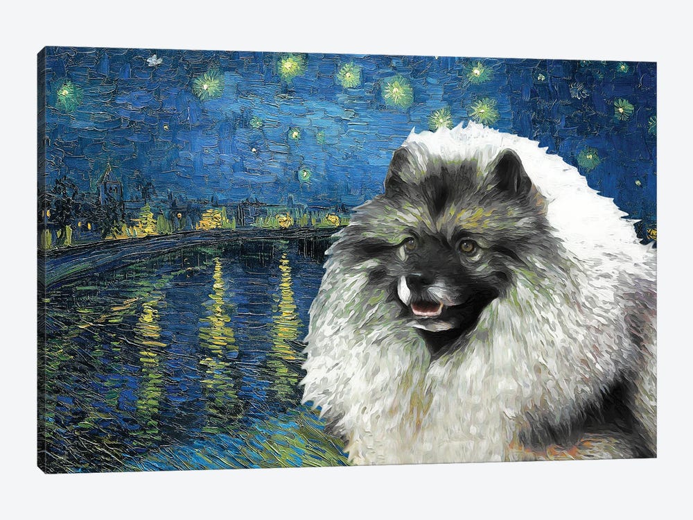 Keeshond Starry Night Over The Rhone by Nobility Dogs 1-piece Canvas Art