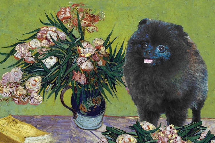 Pomeranian Vase With Oleanders And Books