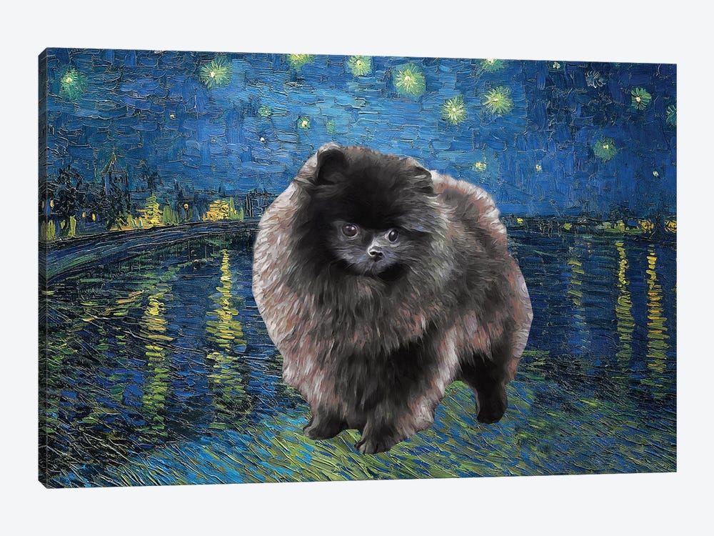 Pomeranian Starry Night Over The Rhone by Nobility Dogs 1-piece Canvas Wall Art
