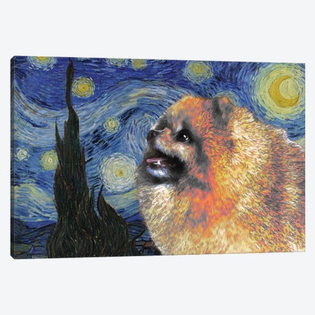 Pomeranian Starry Night Canvas Print #NDG943} by Nobility Dogs Art Print