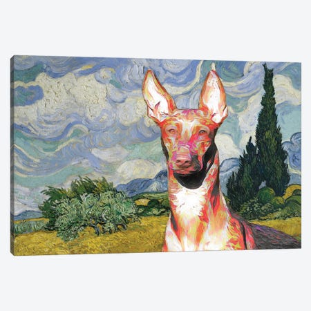 Pharaoh Hound Wheat Field With Cypresses Canvas Print #NDG946} by Nobility Dogs Canvas Artwork
