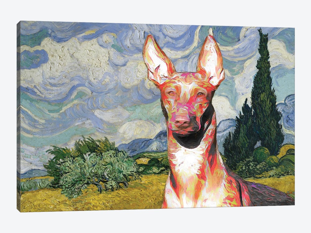 Pharaoh Hound Wheat Field With Cypresses by Nobility Dogs 1-piece Canvas Art
