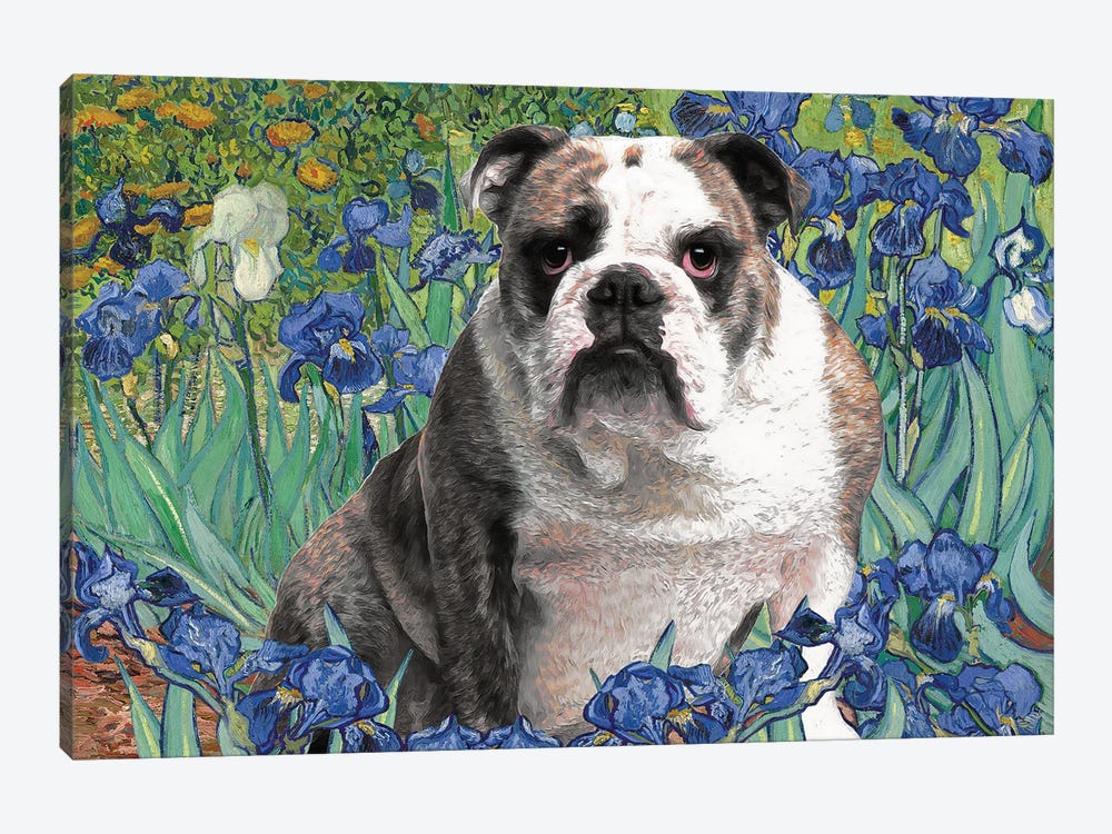 English Bulldog Irises by Nobility Dogs 1-piece Art Print