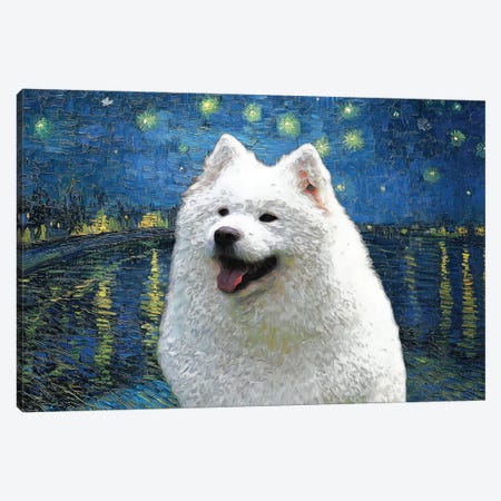 Samoyed Starry Night Over The Rhone Canvas Print #NDG950} by Nobility Dogs Canvas Art