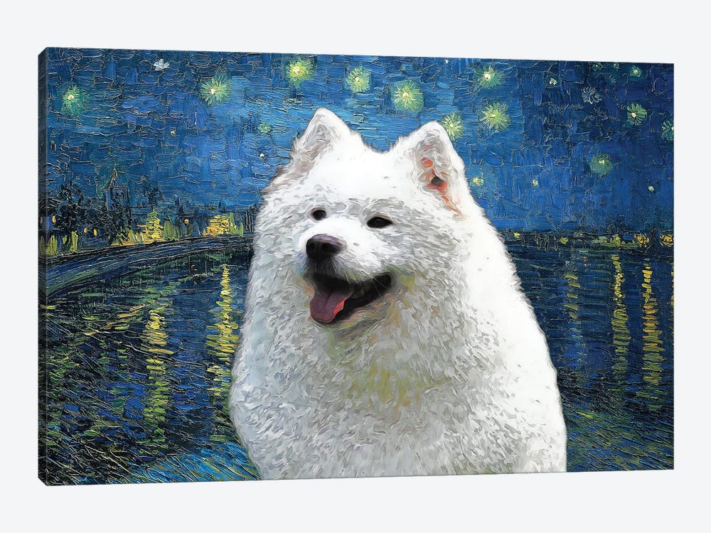 Samoyed Starry Night Over The Rhone by Nobility Dogs 1-piece Canvas Print
