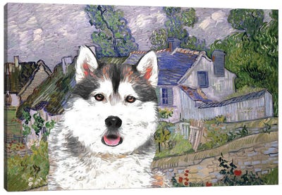 Siberian Husky Houses At Auvers Canvas Art Print - Siberian Husky Art