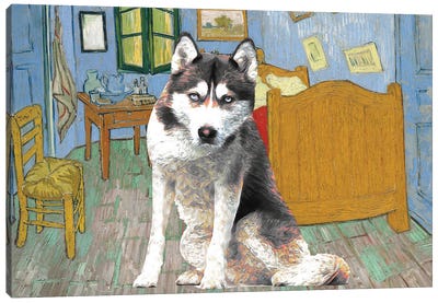 Siberian Husky The Bedroom Canvas Art Print - Siberian Husky Art
