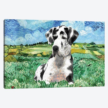 Harlequin Great Dane The Plain Near Auvers Canvas Print #NDG95} by Nobility Dogs Canvas Art