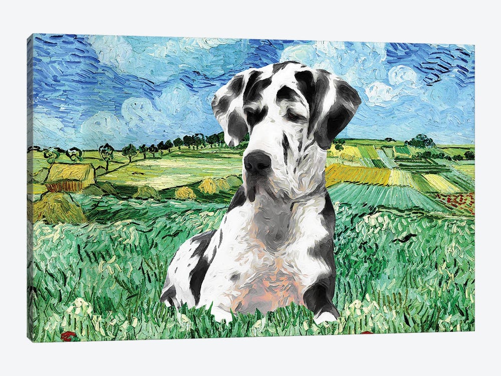 Harlequin Great Dane The Plain Near Auvers by Nobility Dogs 1-piece Canvas Artwork