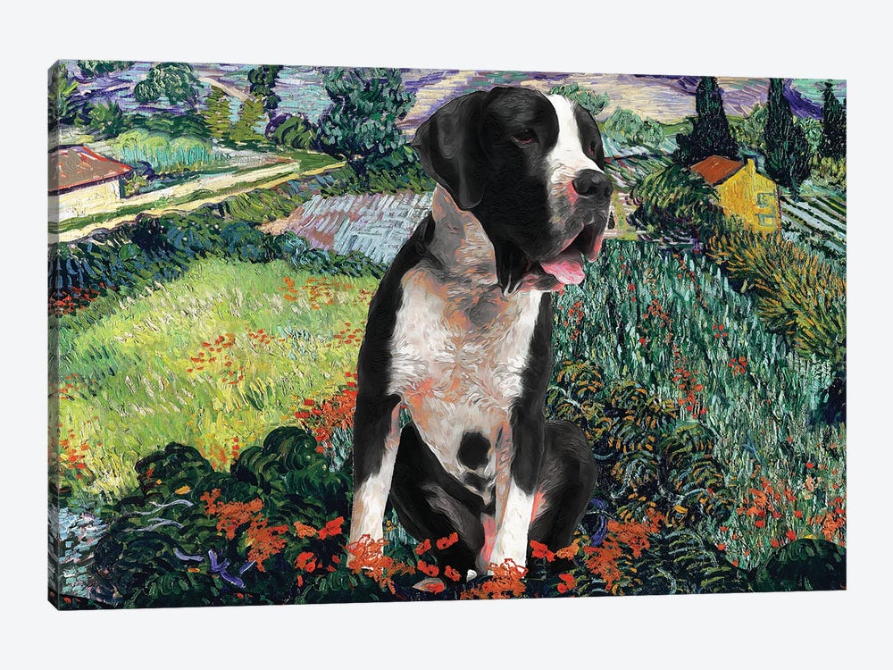 Great Dane Field With Poppies by Nobility Dogs 1-piece Canvas Print