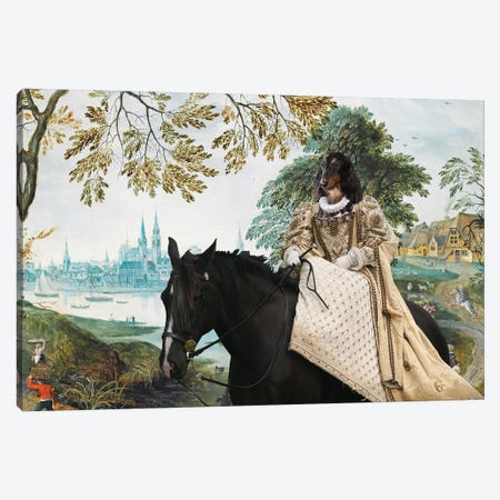 Longhaired Dachshund Landscape With Castle Canvas Print #NDG985} by Nobility Dogs Canvas Artwork