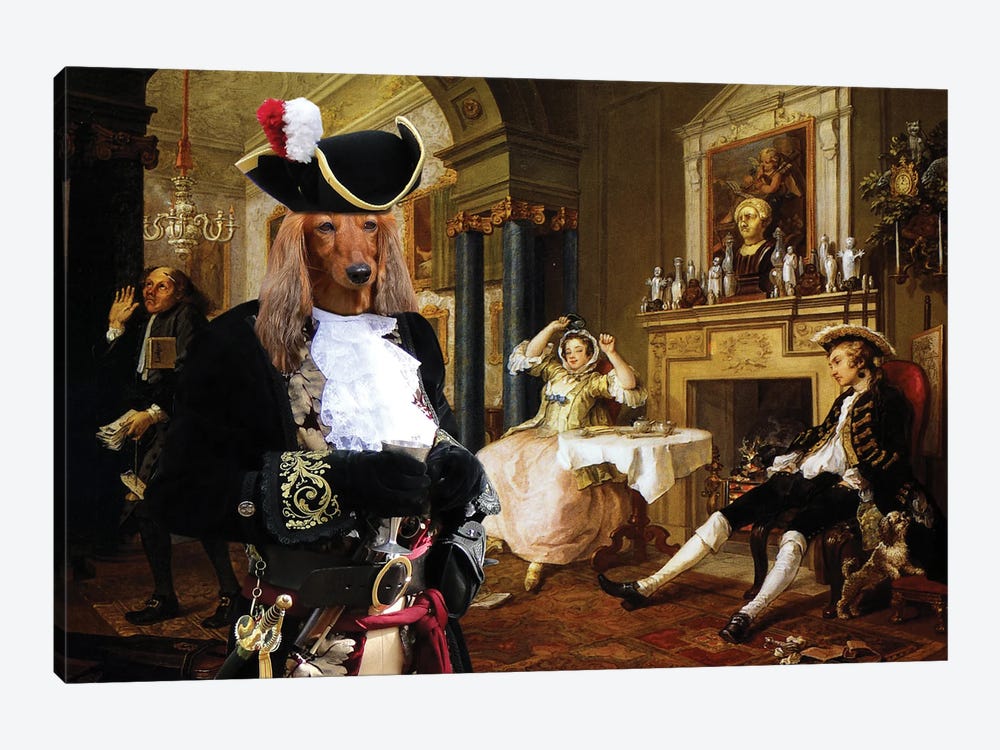 Longhaired Dachshund Marriage by Nobility Dogs 1-piece Art Print