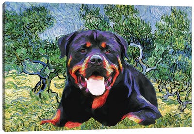 Rottweiler Olive Grove Canvas Art Print - Rottweilers