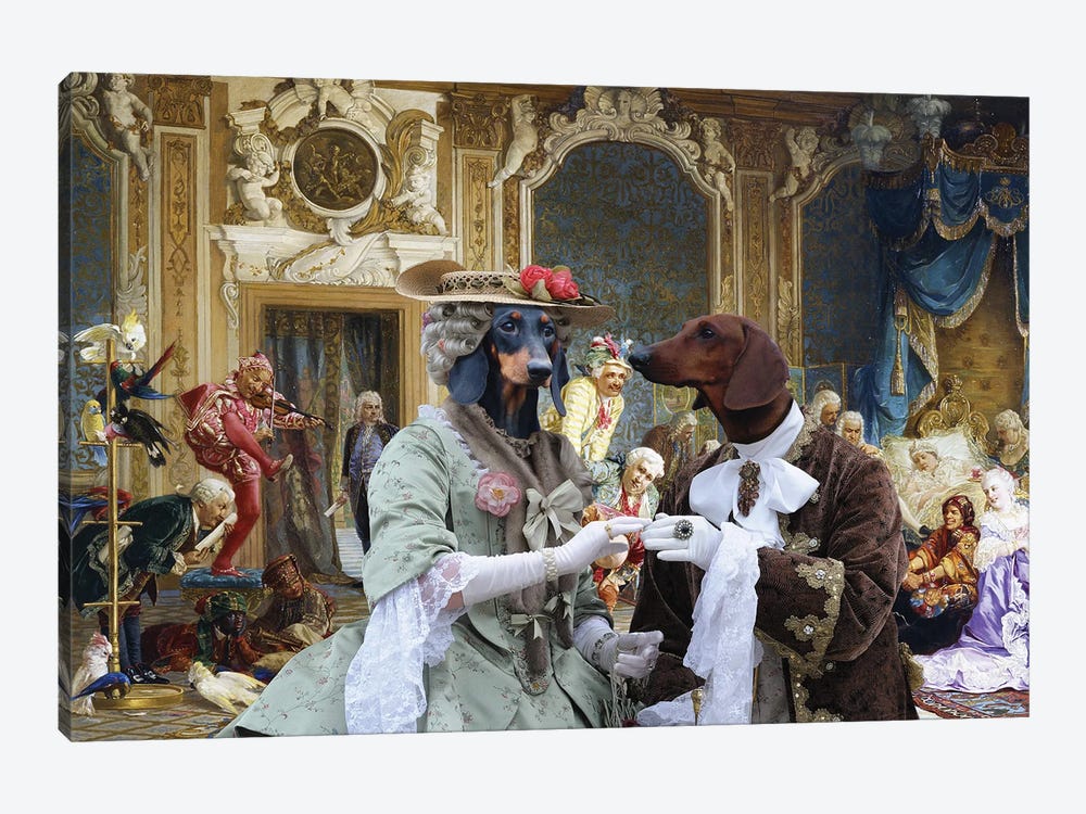 Dachshund Royal Party by Nobility Dogs 1-piece Canvas Art Print