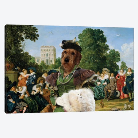 Wirehaired Dachshund Palace Garden Canvas Print #NDG996} by Nobility Dogs Art Print