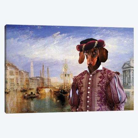 Dachshund Grand Canal Venice Canvas Print #NDG999} by Nobility Dogs Canvas Artwork
