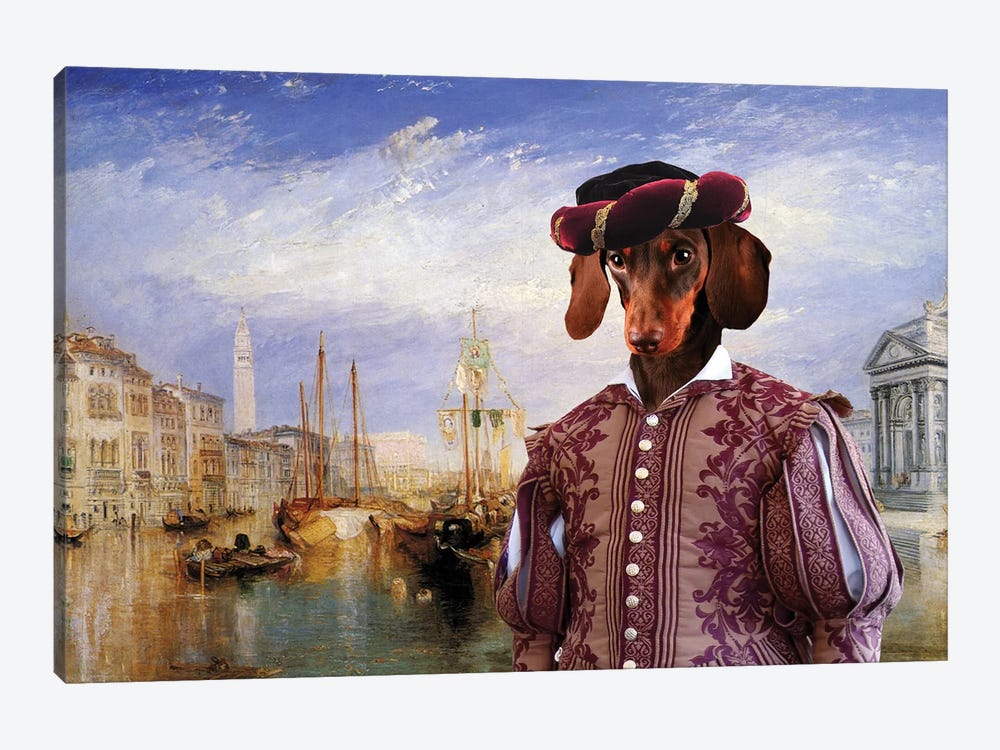 Dachshund Grand Canal Venice by Nobility Dogs 1-piece Canvas Wall Art