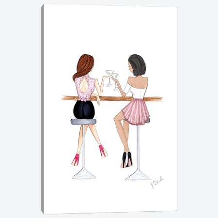 Cocktail Girls Canvas Print #NDN14} by Nadine de Almeida Art Print