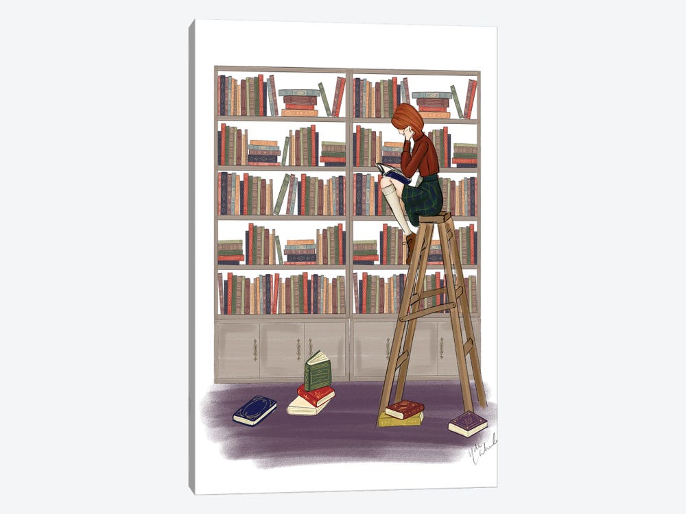 Library Girl by Nadine de Almeida 1-piece Canvas Print