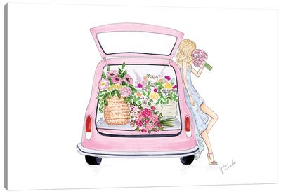 Pink Beetle Canvas Art Print - Volkswagen