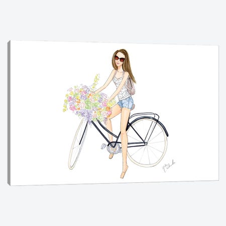 Bicycle Girl Canvas Print #NDN31} by Nadine de Almeida Canvas Art