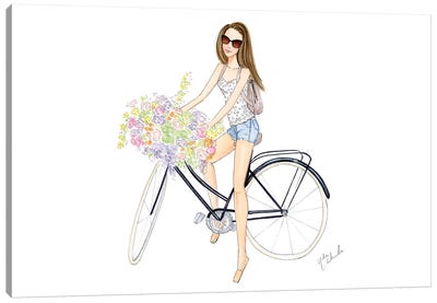 Bicycle Girl Canvas Art Print - Nadine de Almeida
