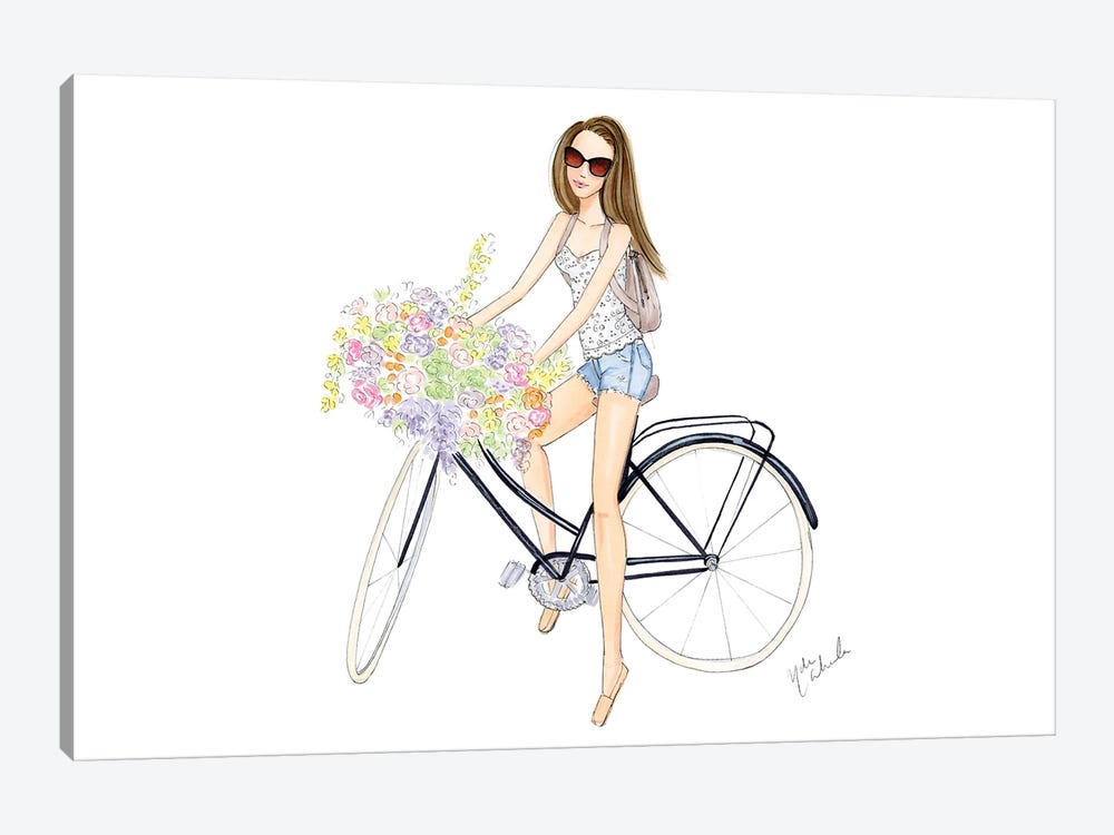 Bicycle Girl by Nadine de Almeida 1-piece Canvas Artwork