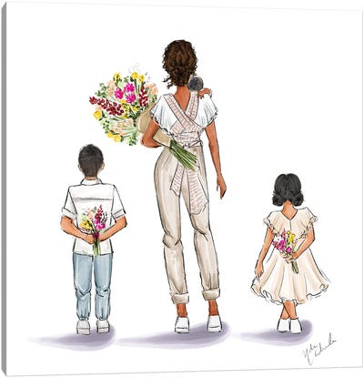 Boho Mom And Kids Canvas Art Print - Unconditional Love