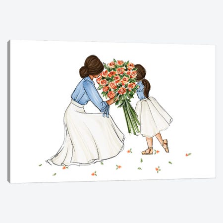 Mom And Daughter Canvas Print #NDN39} by Nadine de Almeida Canvas Wall Art