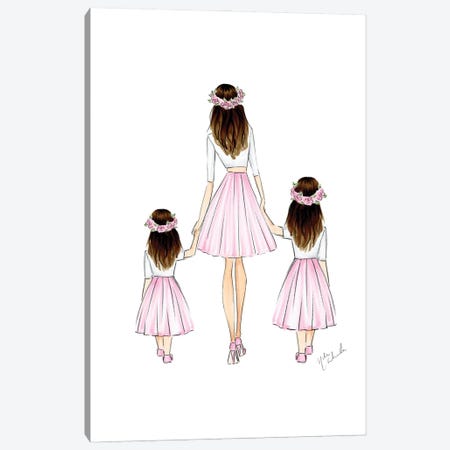 Mother And 2 Daughters Canvas Print #NDN3} by Nadine de Almeida Canvas Artwork