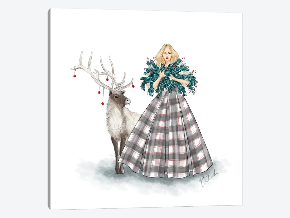 Holiday Plaid Dress by Nadine de Almeida 1-piece Art Print