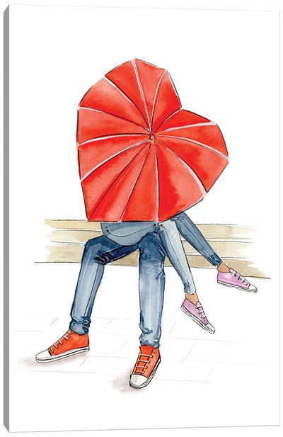 Under My Umbrella Canvas Art Print - For Your Better Half