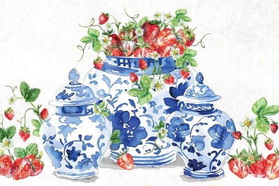 Canvas Print: Ginger Jars And Strawberries by Nicole Decamp - thumbnail