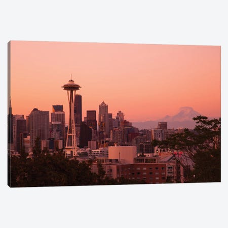 Seattle, Washington State. Skyline at night from Queen Anne's Hill with Space Needle. Canvas Print #NDS15} by Michele Niles Canvas Artwork
