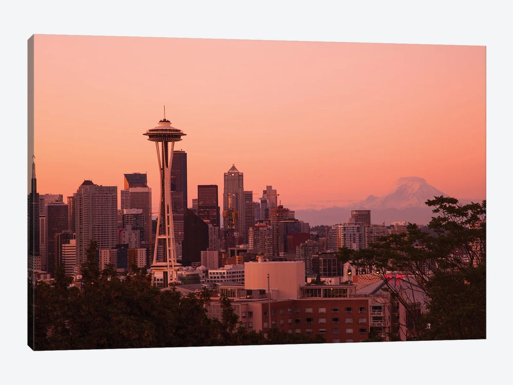 Seattle, Washington State. Skyline at night from Queen Anne's Hill with Space Needle. by Michele Niles 1-piece Canvas Art