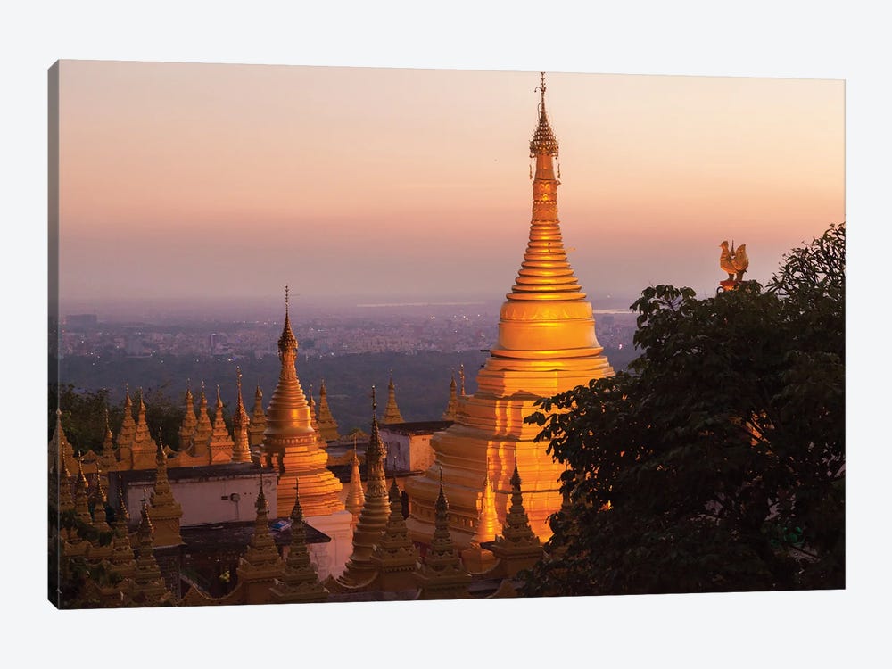 Mandalay Hill, Sutaungpyei Pagoda, Myanmar. by Michele Niles 1-piece Canvas Wall Art